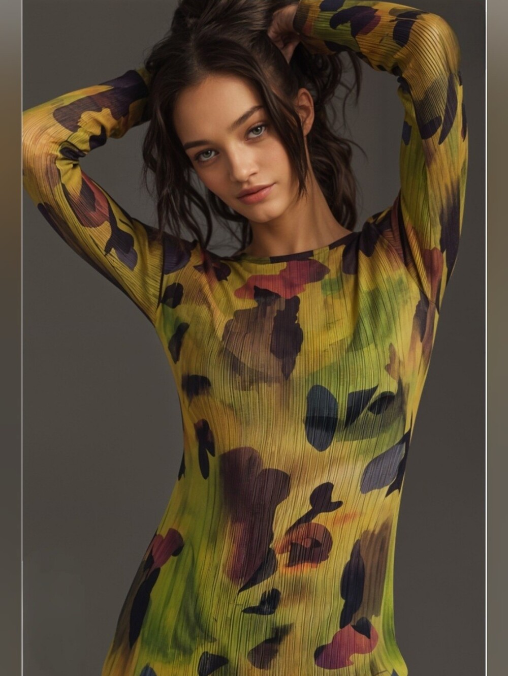 NWT ZARA Multi-Color Olive Green Layered Top